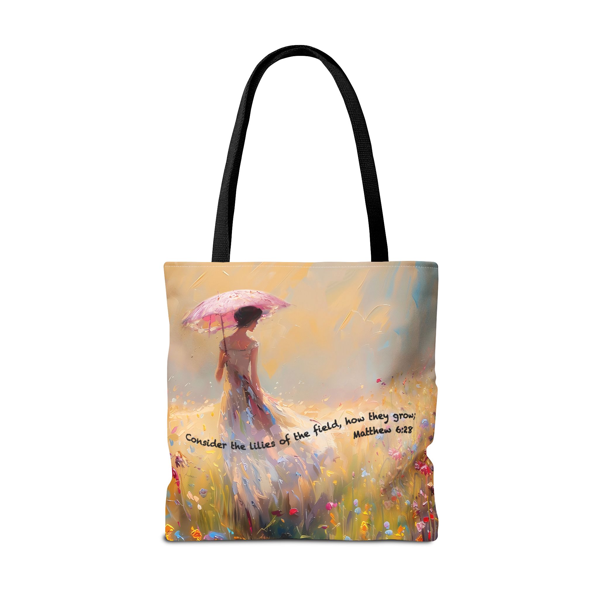 Matthew 6:28 Christian Tote Bag - Inspirational Bible Verse Faith Tote Bag 2 Matthew 6:28 Christian Tote Bag - Inspirational Bible Verse Faith Tote Bag - Image 2