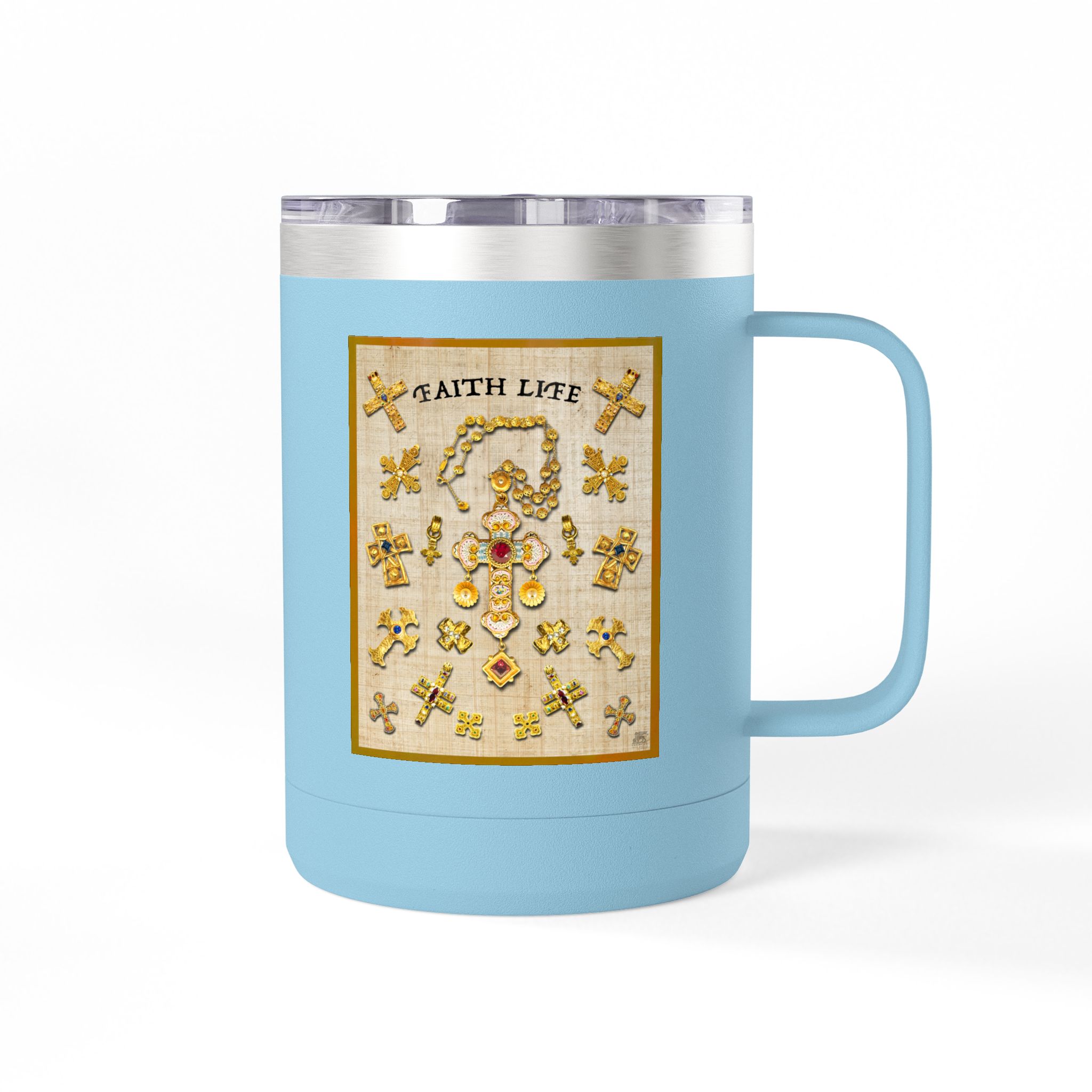 Golden Crosses Christian Travel Mug - Christian Coffee Mug 15oz 14 Golden Crosses Christian Travel Mug - Christian Coffee Mug 15oz - Image 14