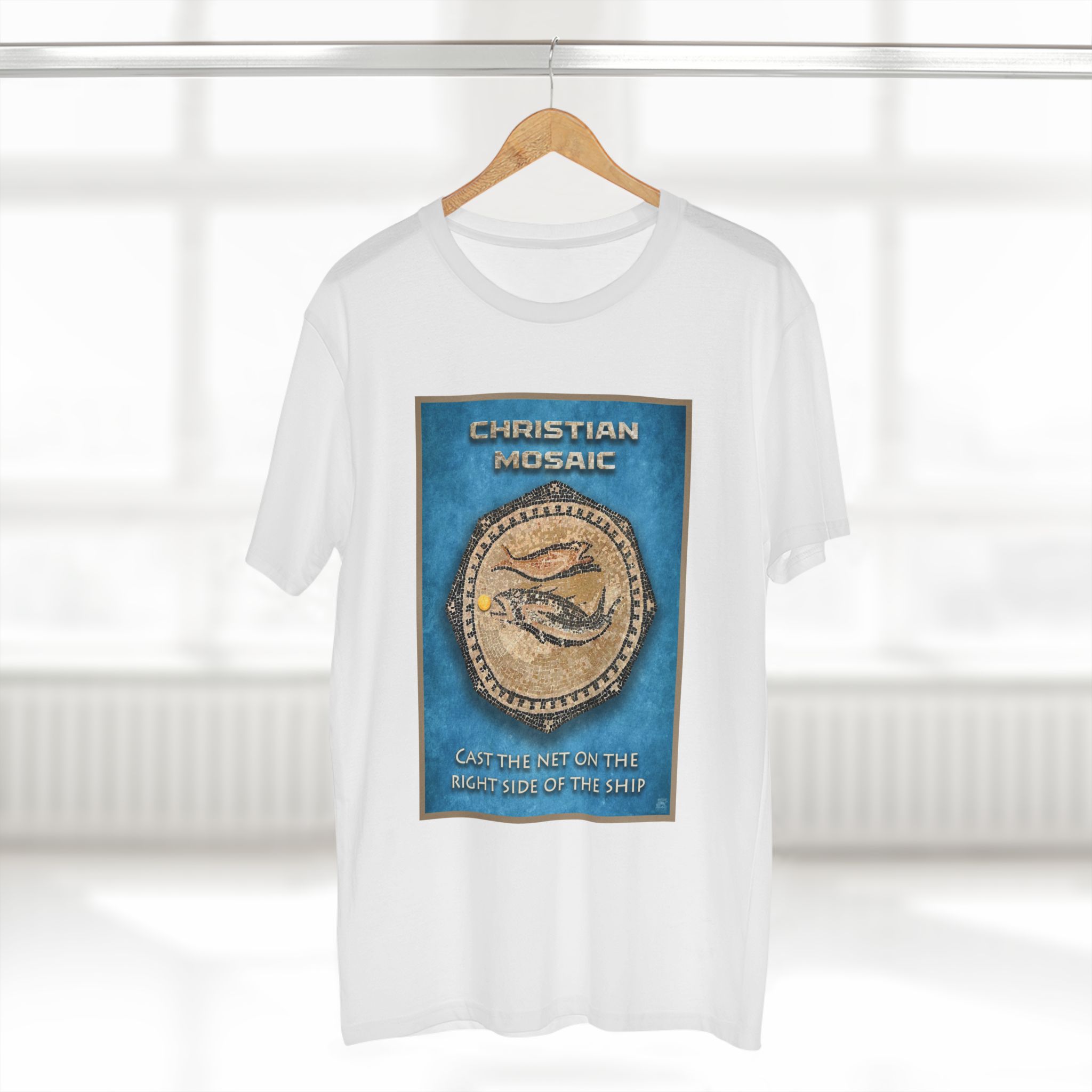 Christian Fish Blue Mosaic T-Shirt Halo House Christian Fish Blue Mosaic T-Shirt - Image 2