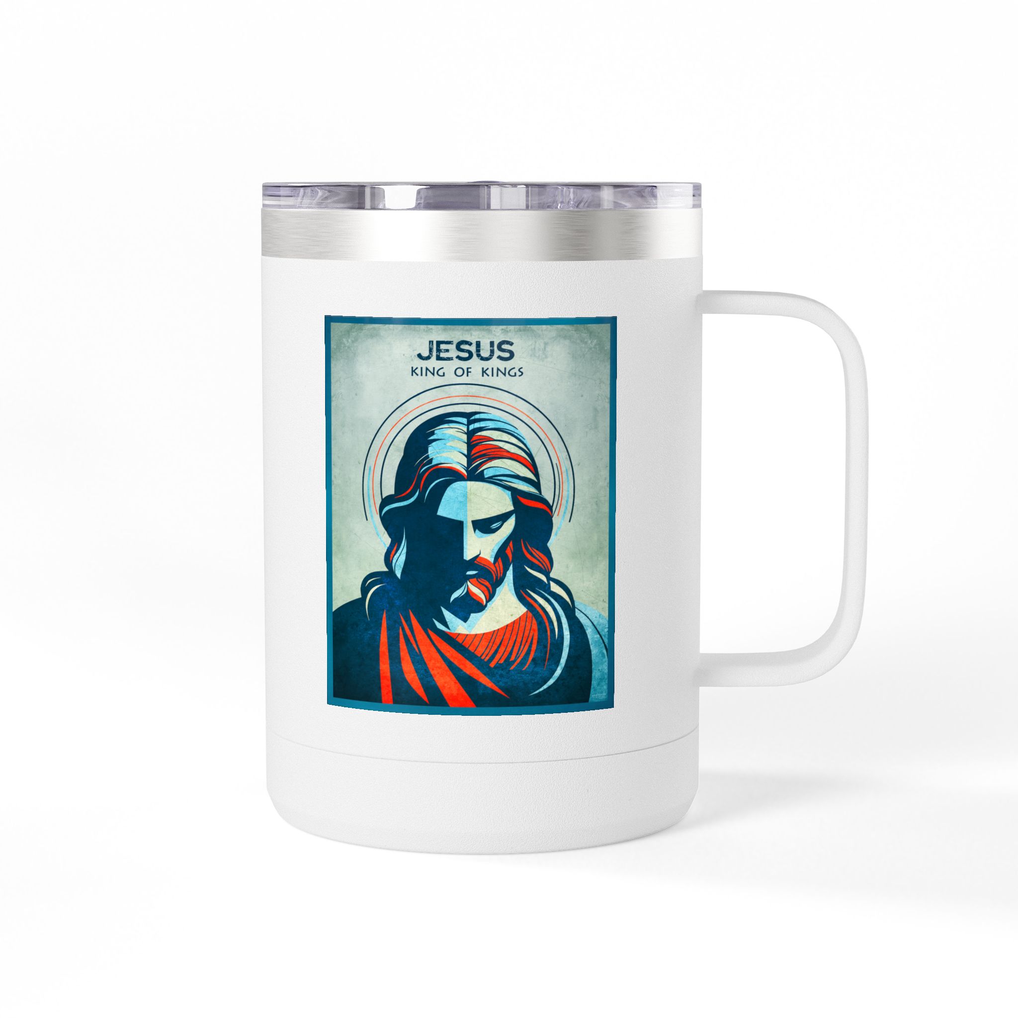 Jesus, King of Kings Christian Travel Mug - Bible Coffee Mug 15oz 1 Jesus, King of Kings Christian Travel Mug - Bible Coffee Mug 15oz