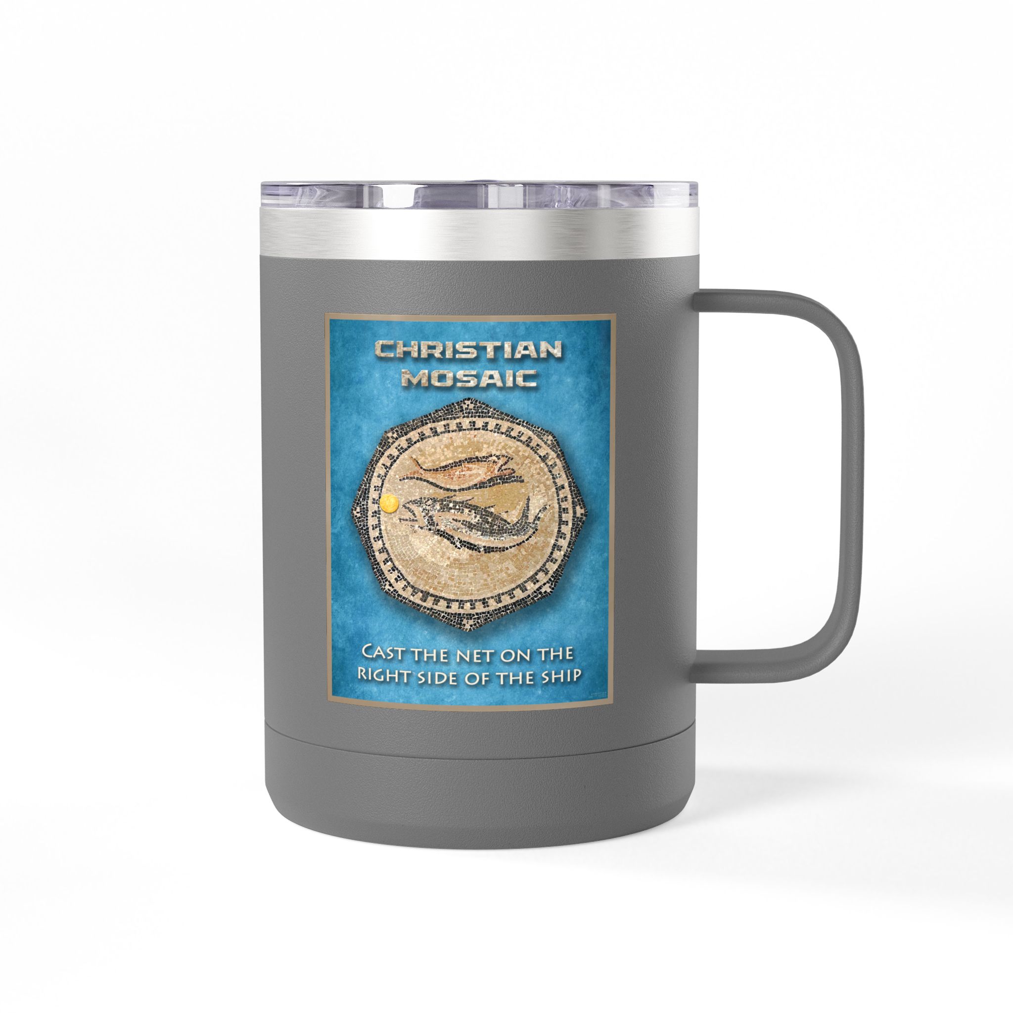 Christian Fish Historic Mosaic Travel Mug - Christian Coffee Mug 15oz 22 Christian Fish Historic Mosaic Travel Mug - Christian Coffee Mug 15oz - Image 22
