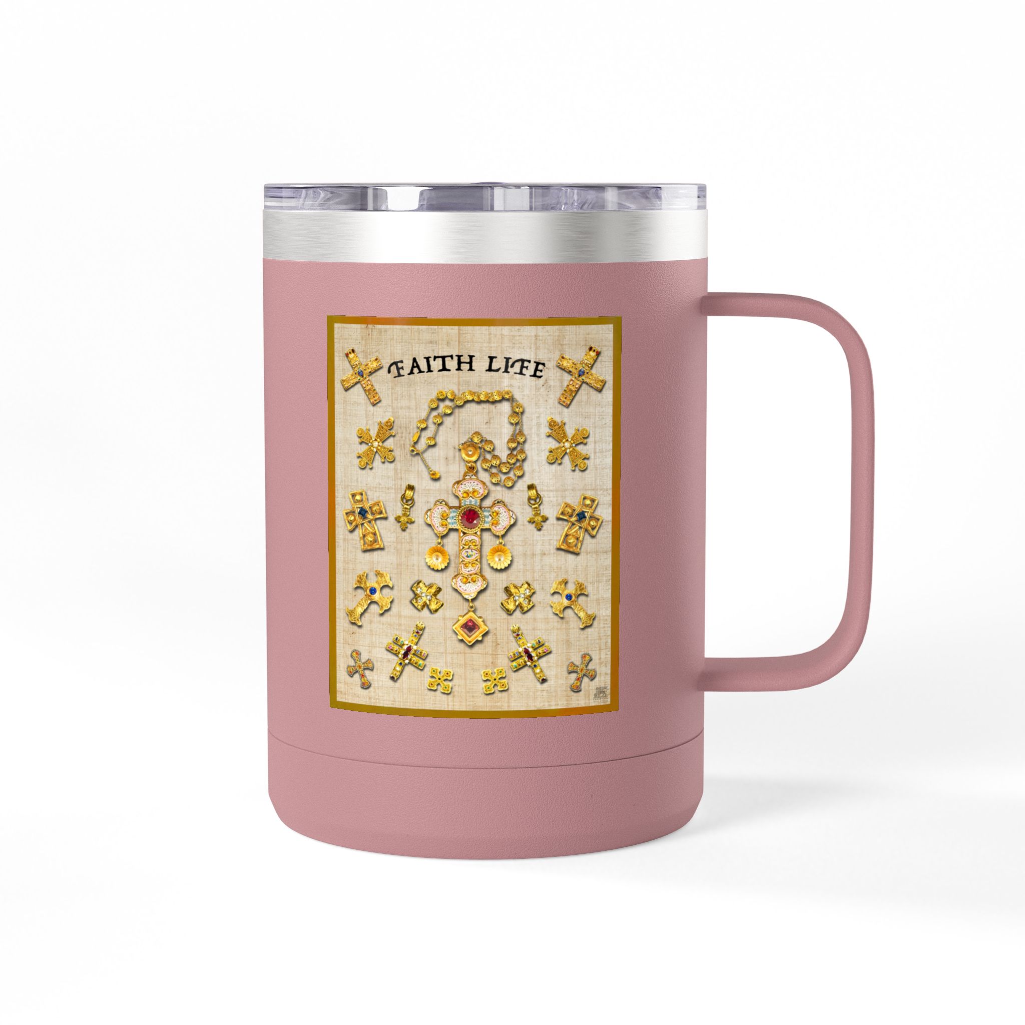 Golden Crosses Christian Travel Mug - Christian Coffee Mug 15oz 34 Golden Crosses Christian Travel Mug - Christian Coffee Mug 15oz - Image 34