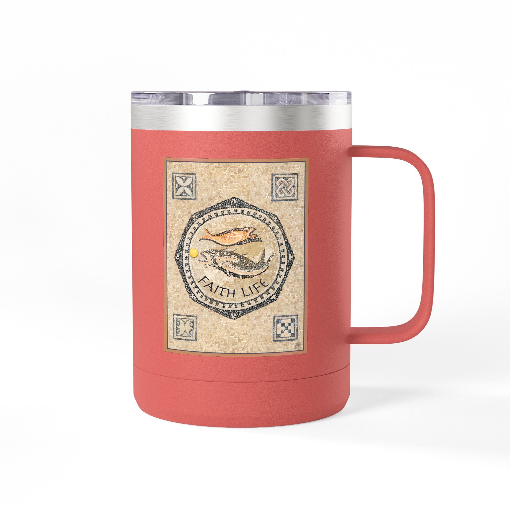 Christian Fish Tile Mosaic Travel Mug - Christian Coffee Mug 15oz 6 Christian Fish Tile Mosaic Travel Mug - Christian Coffee Mug 15oz - Image 6