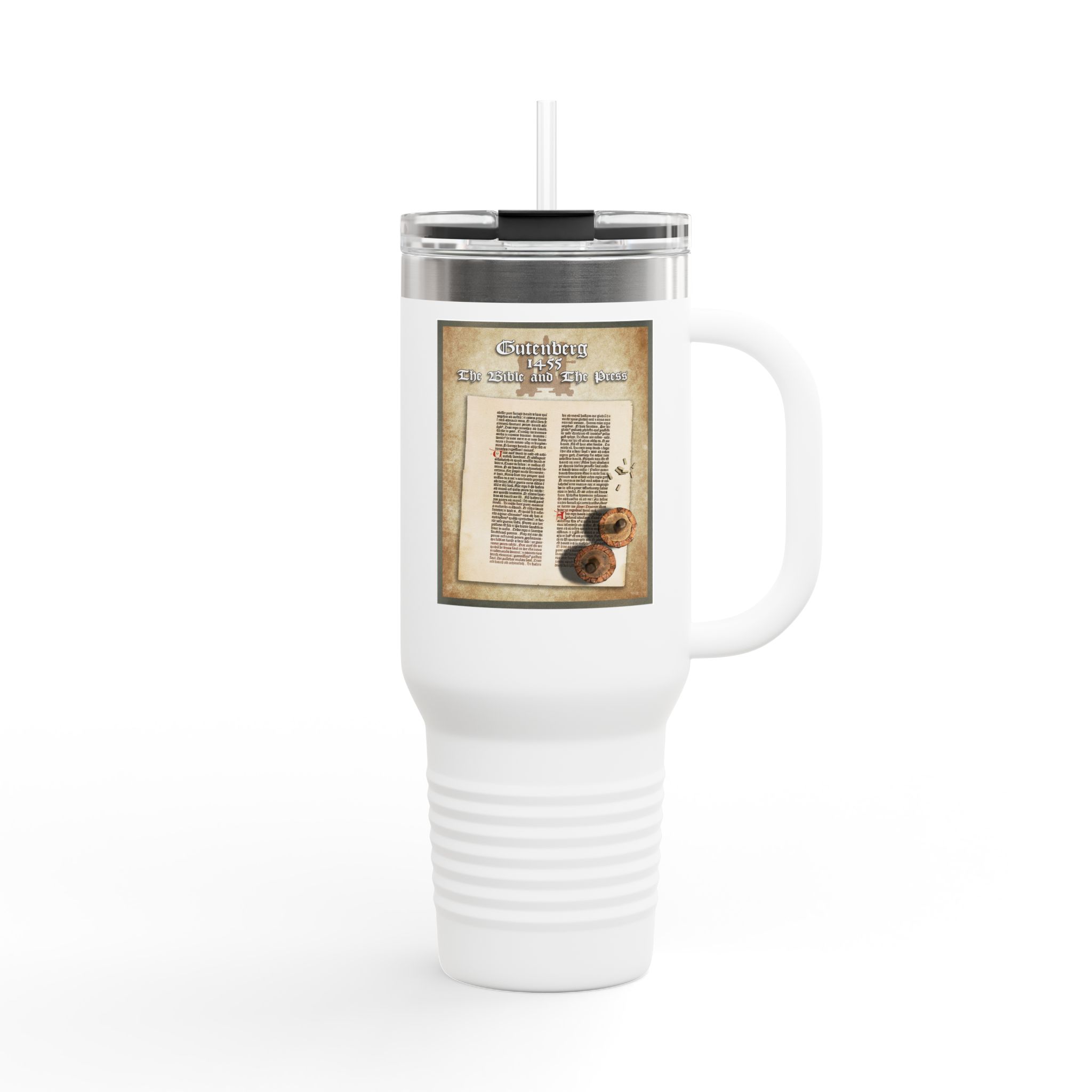 The Gutenberg Bible Christian Tumbler 40oz - Bible History Tumbler 1 The Gutenberg Bible Christian Tumbler 40oz - Bible History Tumbler