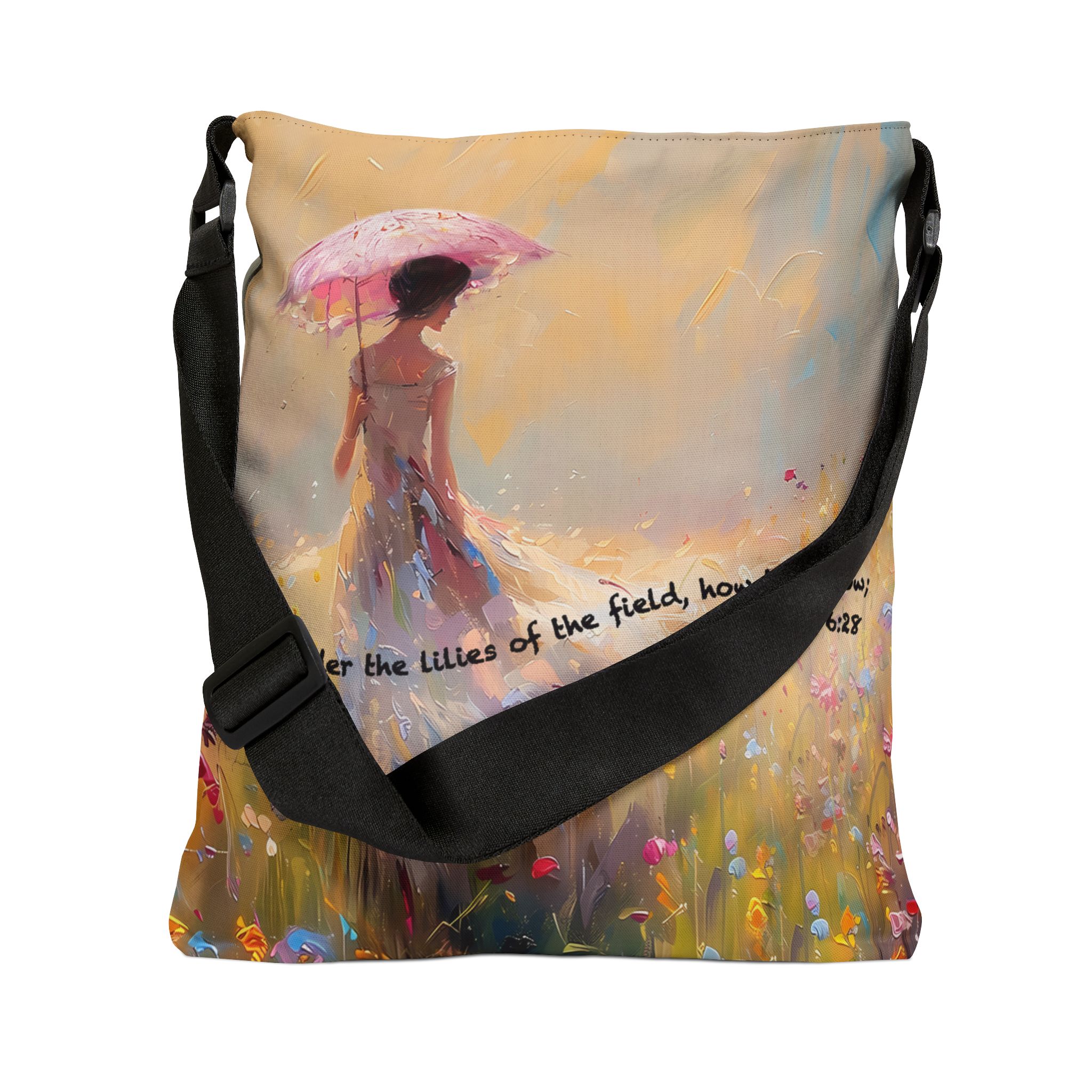 Matthew 6:28 - Adjustable Tote Bag Halo House Matthew 6:28 - Adjustable Tote Bag - Image 3