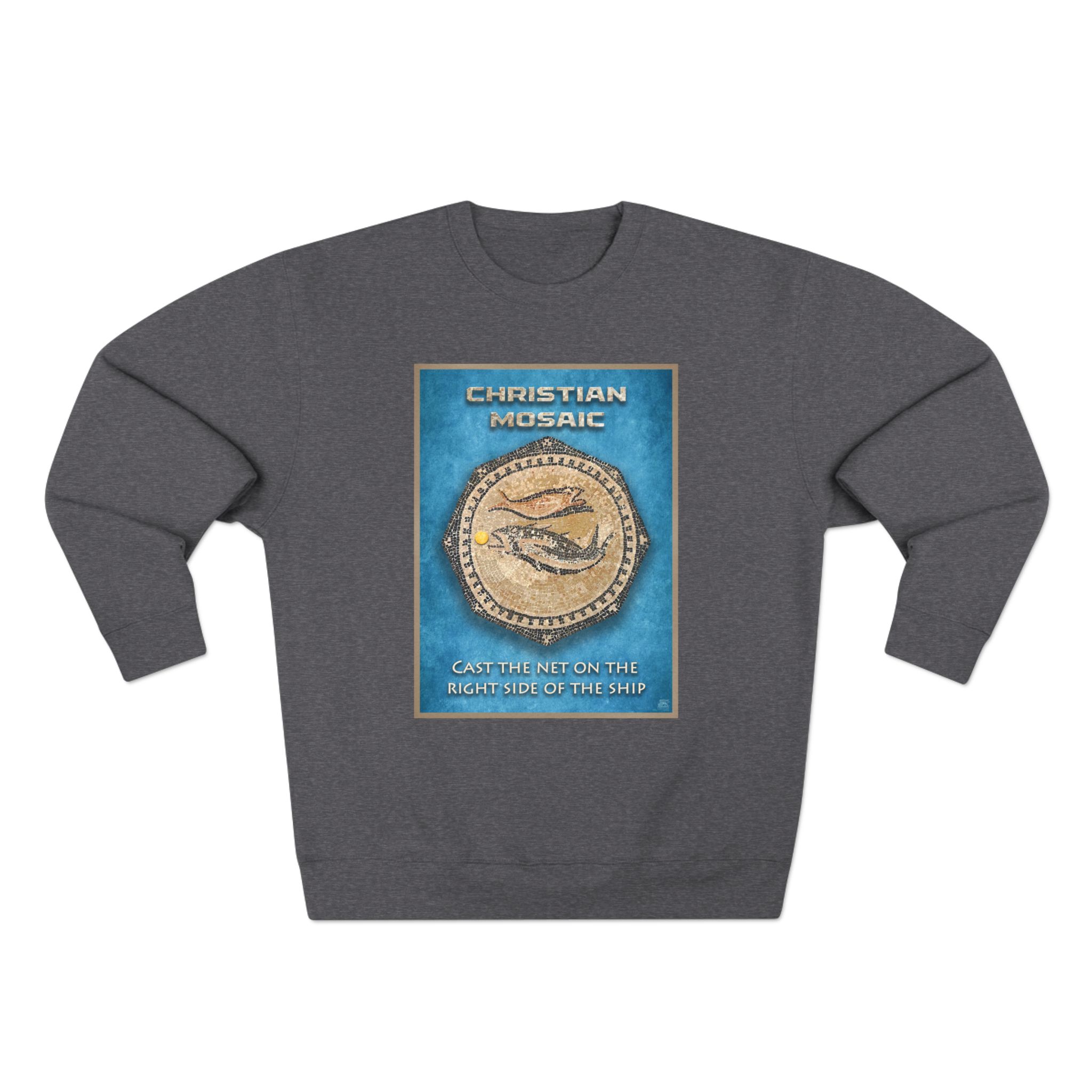 Christian Fish Blue Mosaic: Sweatshirt 4 Christian Fish Blue Mosaic: Sweatshirt - Image 4