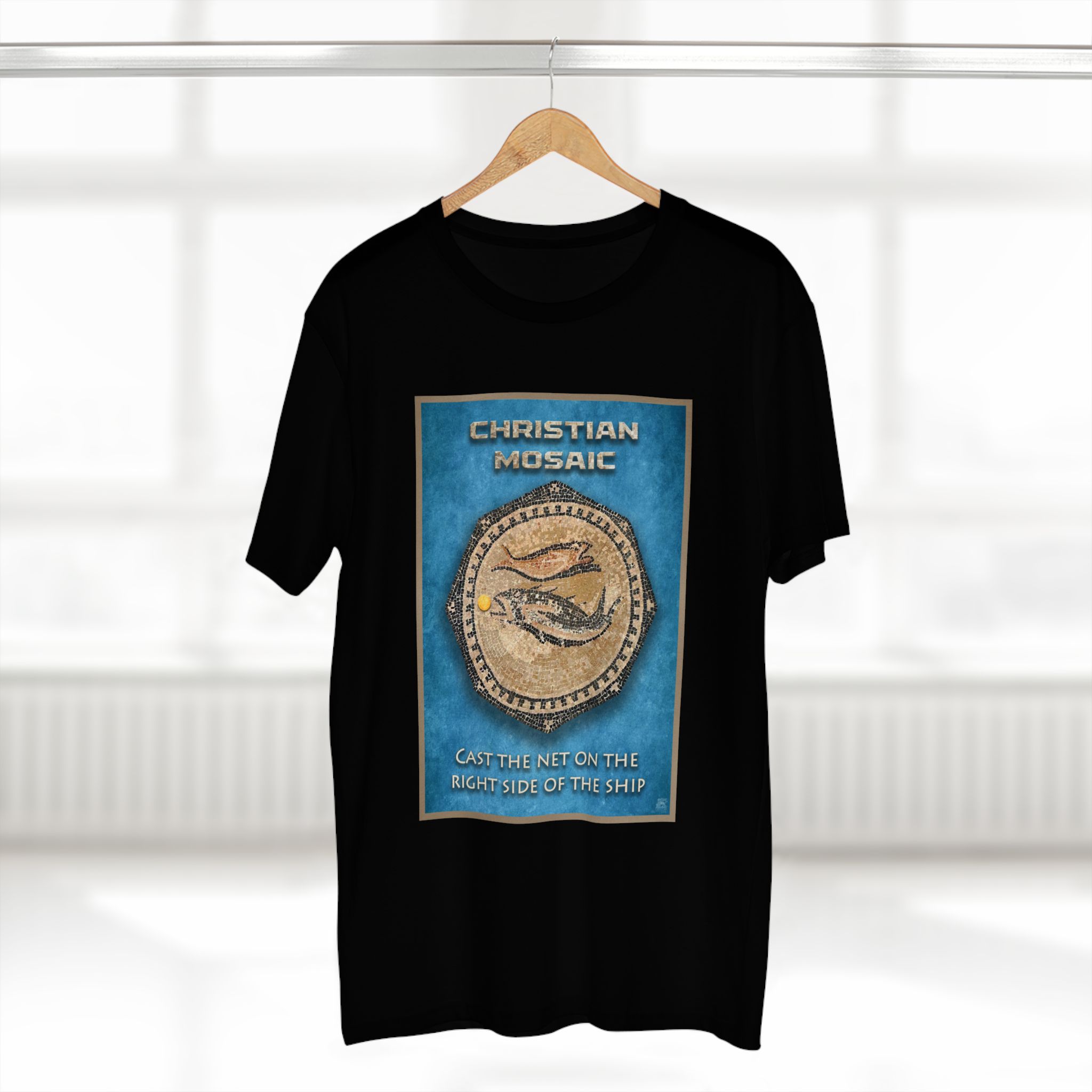 Christian Fish Blue Mosaic T-Shirt Halo House Christian Fish Blue Mosaic T-Shirt - Image 4