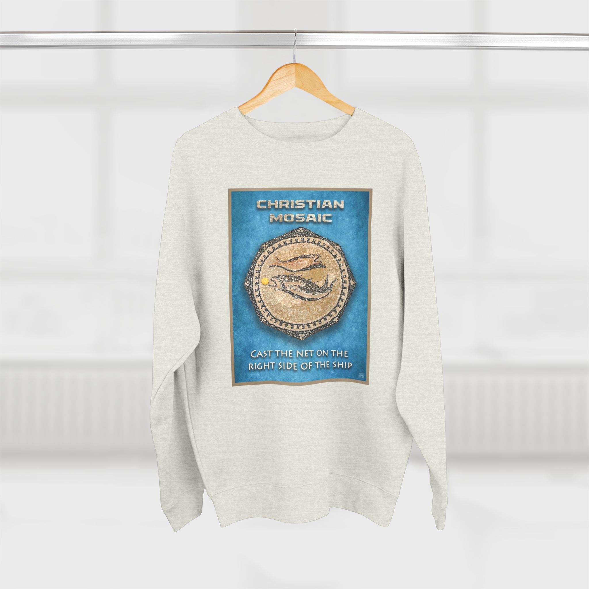 Christian Fish Blue Mosaic: Sweatshirt 11 Christian Fish Blue Mosaic: Sweatshirt - Image 11