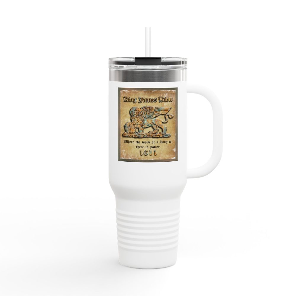 King James Bible Lion Plaque Christian Tumbler 40oz - KJV Tumbler