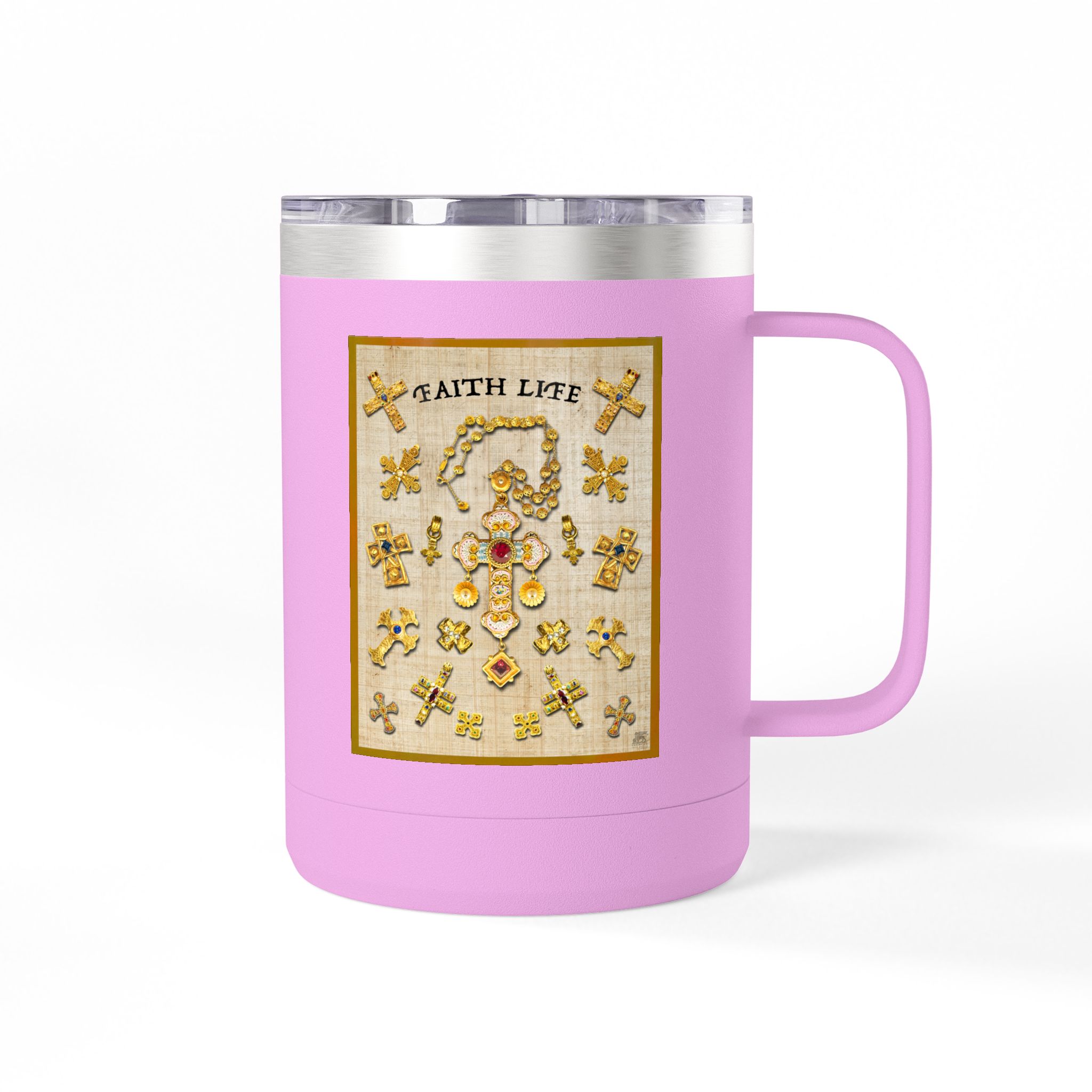 Golden Crosses Christian Travel Mug - Christian Coffee Mug 15oz 30 Golden Crosses Christian Travel Mug - Christian Coffee Mug 15oz - Image 30