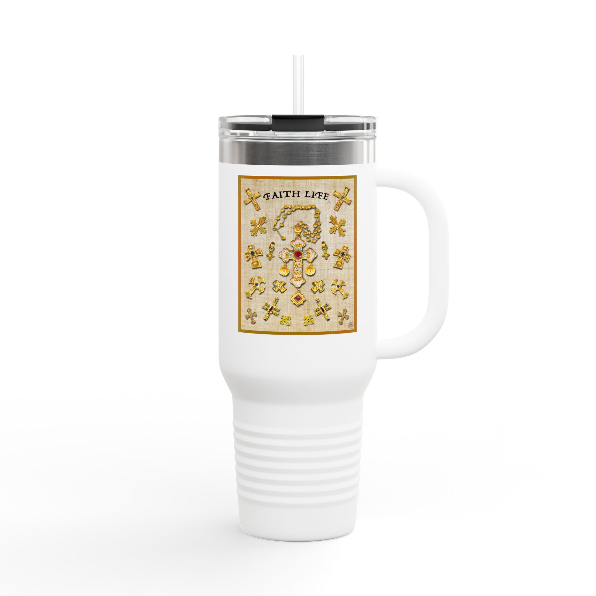 Golden Crosses - Christian 40oz Tumbler 1 Golden Crosses - Christian 40oz Tumbler