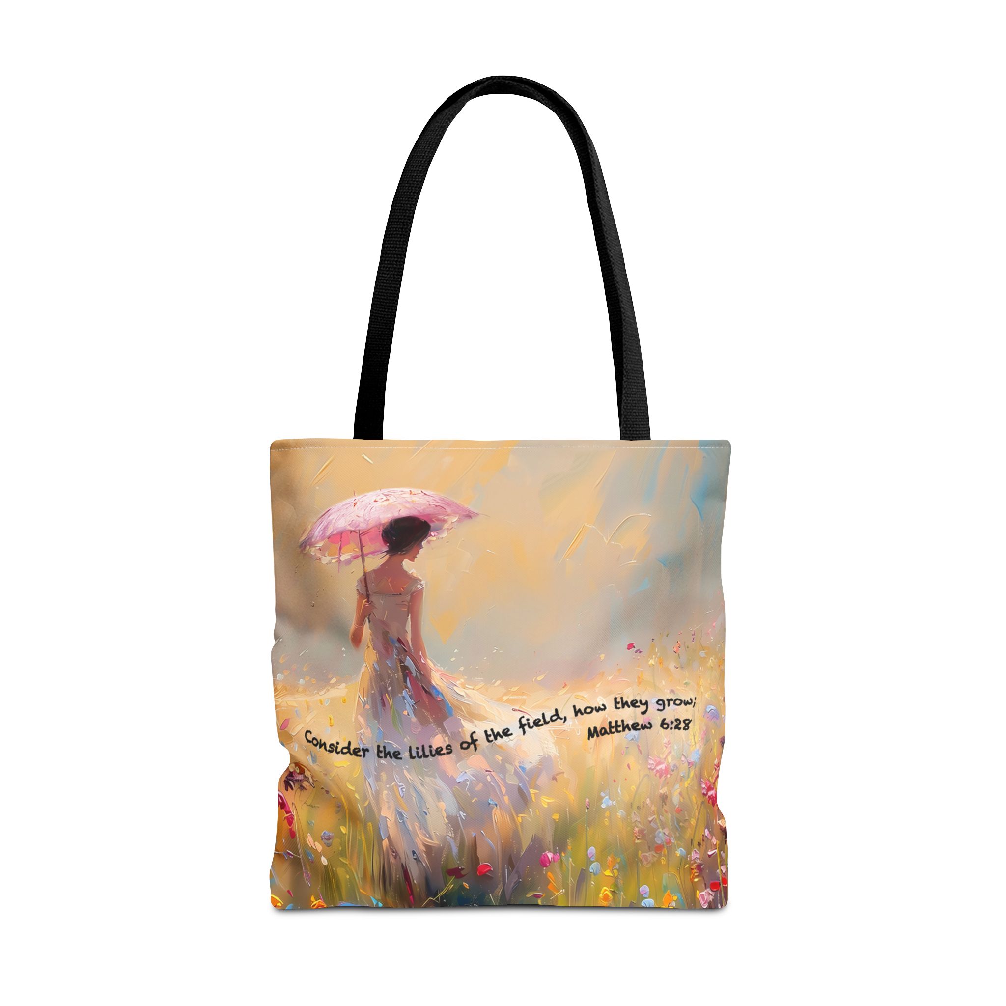 Matthew 6:28 Christian Tote Bag - Inspirational Bible Verse Faith Tote Bag 1 Matthew 6:28 Christian Tote Bag - Inspirational Bible Verse Faith Tote Bag