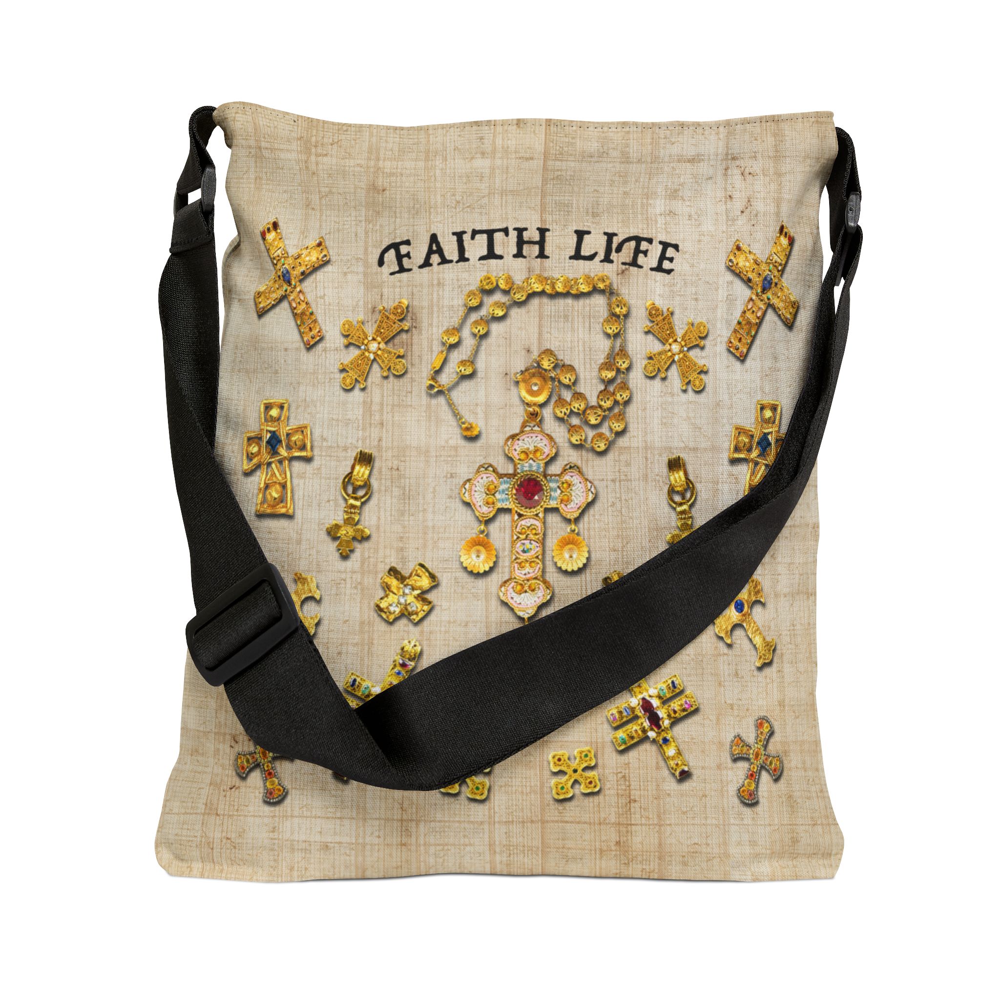 Gold Crosses - Adjustable Tote Bag 3 Gold Crosses - Adjustable Tote Bag - Image 3