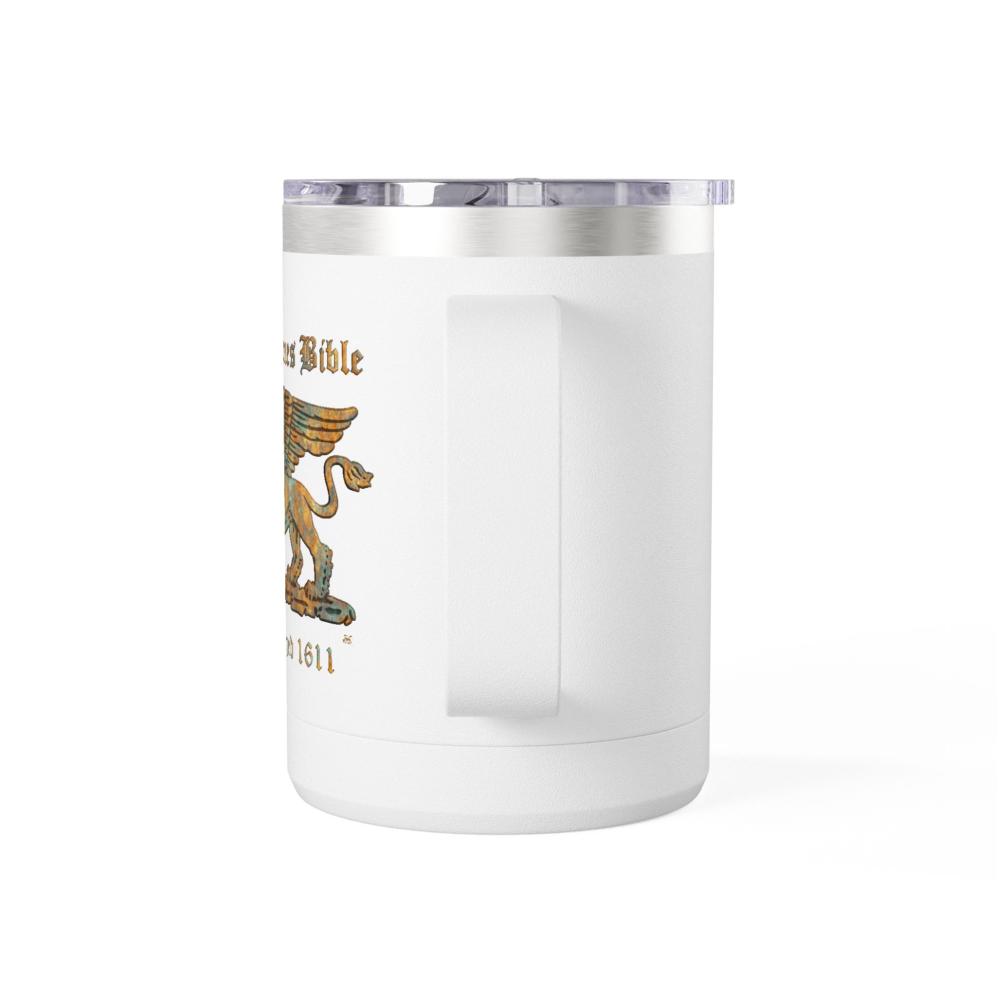 King James Bible Golden Lion Logo Christian Travel Mug - KJV Coffee Mug 15oz 3 King James Bible Golden Lion Logo Christian Travel Mug - KJV Coffee Mug 15oz - Image 3
