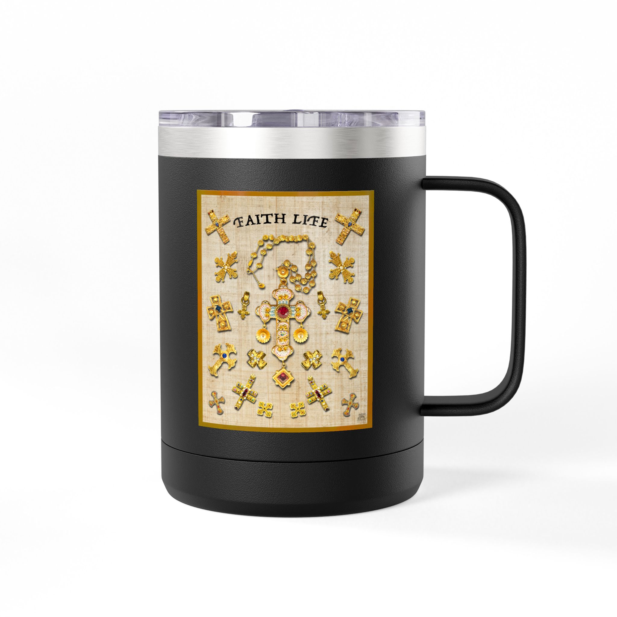 Golden Crosses Christian Travel Mug - Christian Coffee Mug 15oz 10 Golden Crosses Christian Travel Mug - Christian Coffee Mug 15oz - Image 10