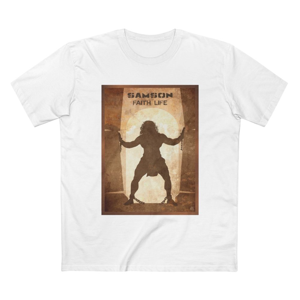 Halo House Samson Faith Life Christian T Shirt featuring inspirational biblical story faith design