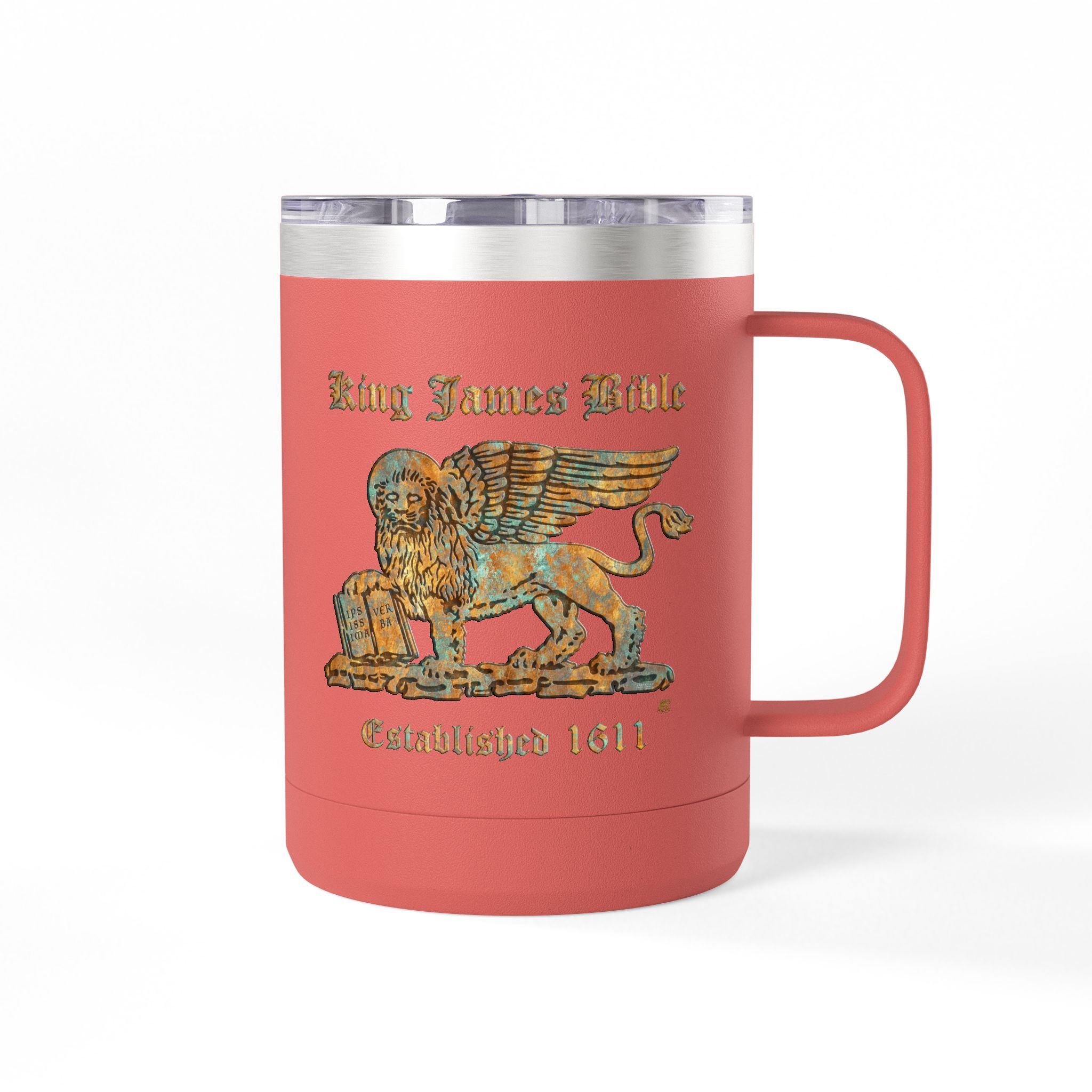 King James Bible Golden Lion Logo Christian Travel Mug - KJV Coffee Mug 15oz 6 King James Bible Golden Lion Logo Christian Travel Mug - KJV Coffee Mug 15oz - Image 6