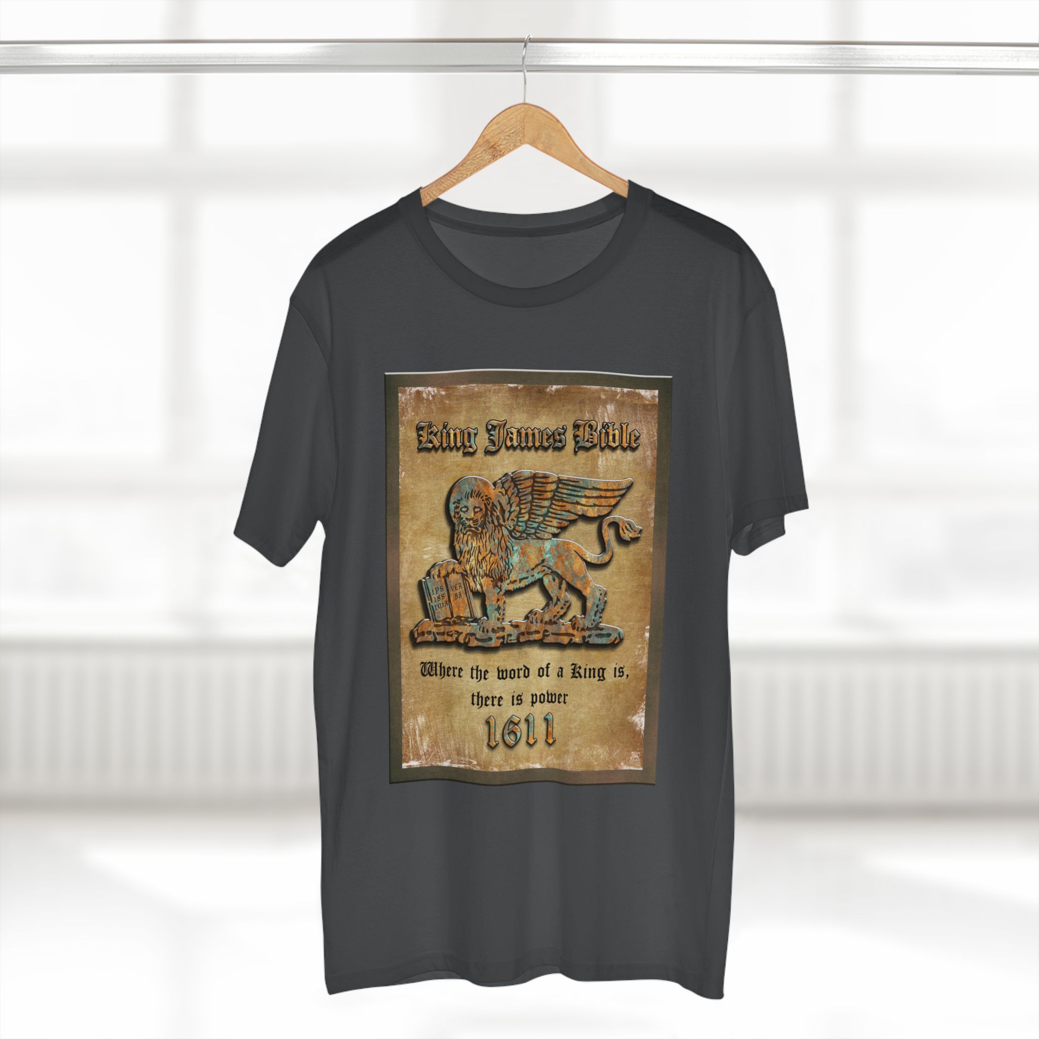 Christian 1611 King James Bible Lion Plaque T-Shirt Halo House Christian 1611 King James Bible Lion Plaque T-Shirt - Image 8