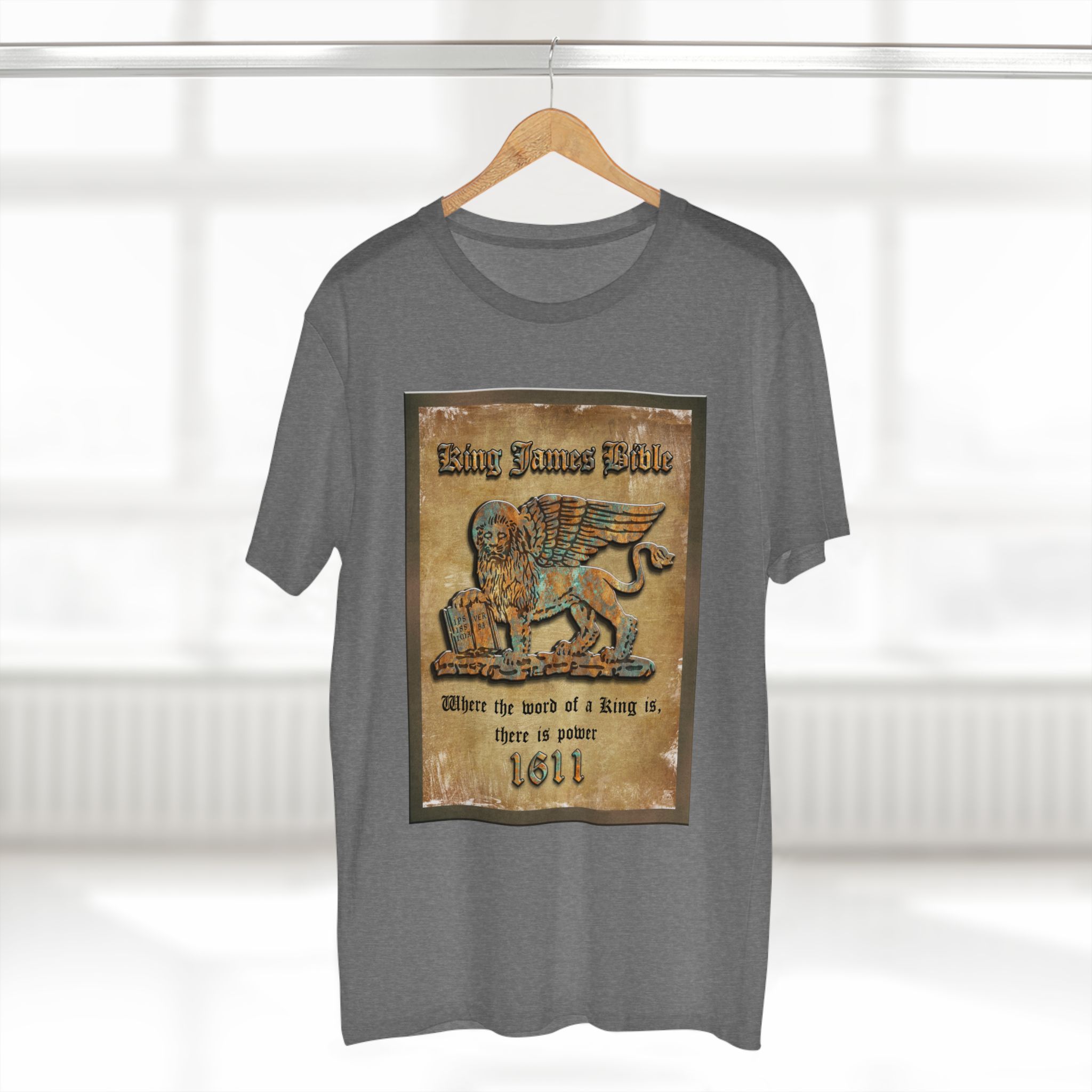Christian 1611 King James Bible Lion Plaque T-Shirt Halo House Christian 1611 King James Bible Lion Plaque T-Shirt - Image 6