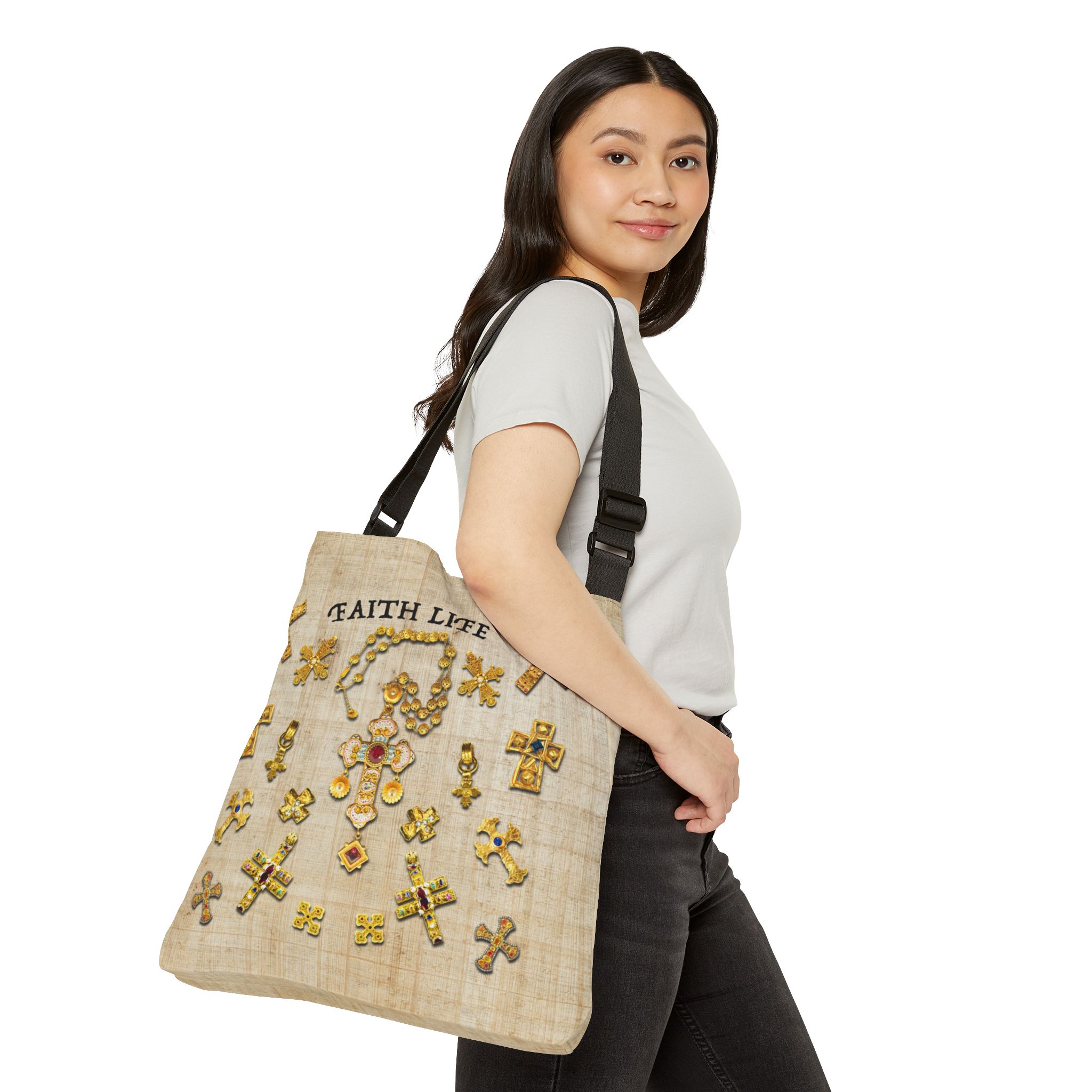 Gold Crosses - Adjustable Tote Bag 4 Gold Crosses - Adjustable Tote Bag - Image 4