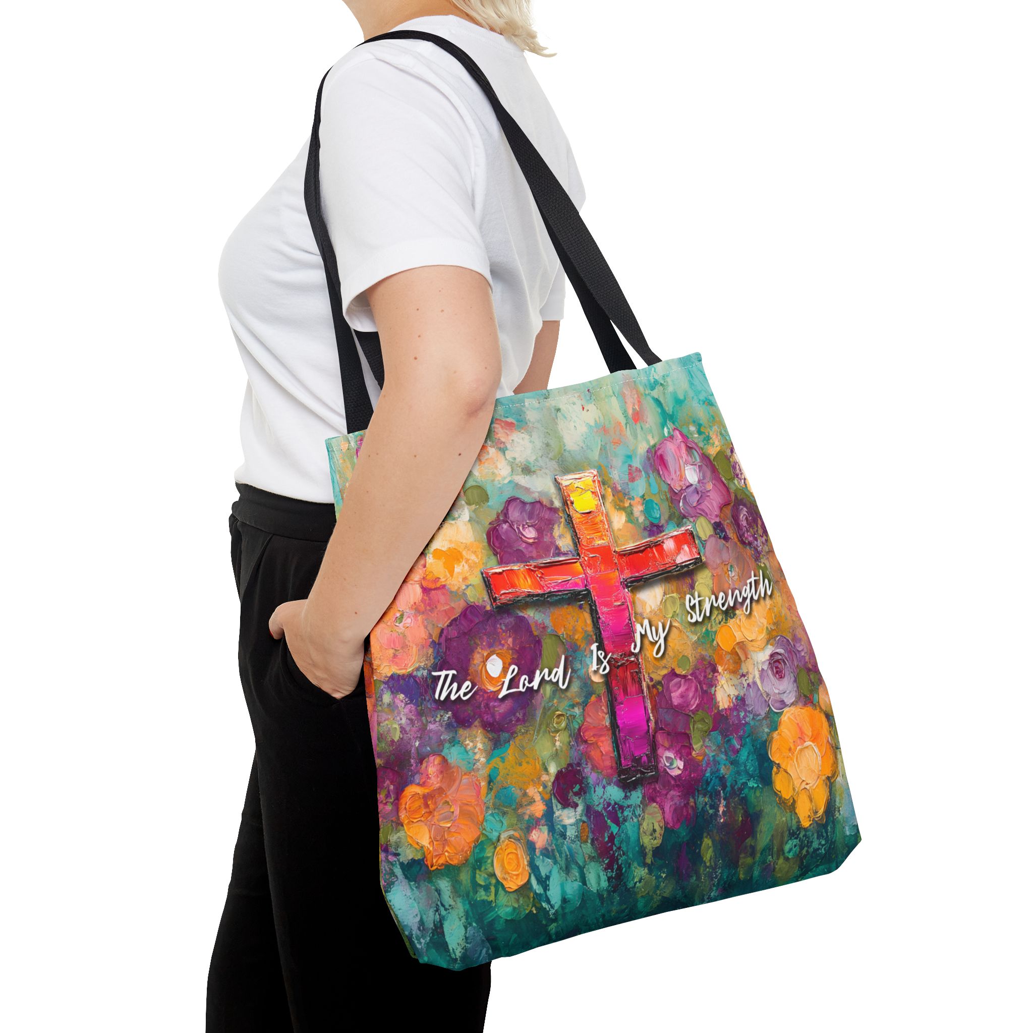 The Lord is My Strength Christian Tote Bag - Inspirational Faith Tote Bag Halo House The Lord is My Strength Christian Tote Bag - Inspirational Faith Tote Bag - Image 3