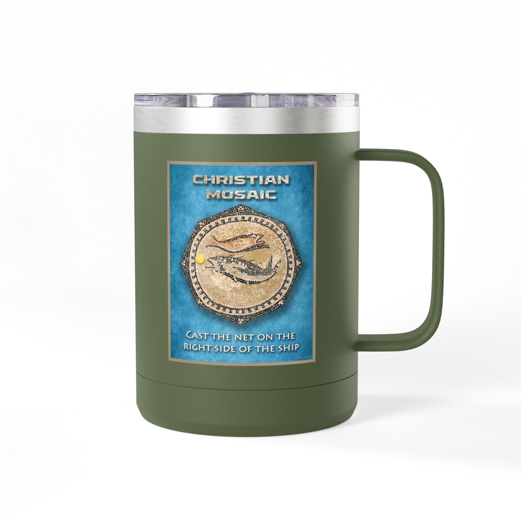 Christian Fish Historic Mosaic Travel Mug - Christian Coffee Mug 15oz 18 Christian Fish Historic Mosaic Travel Mug - Christian Coffee Mug 15oz - Image 18