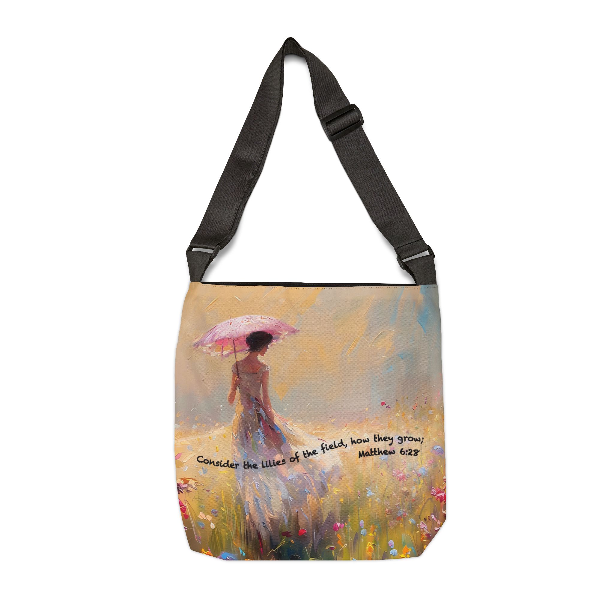 Matthew 6:28 - Adjustable Tote Bag Halo House Matthew 6:28 - Adjustable Tote Bag - Image 2