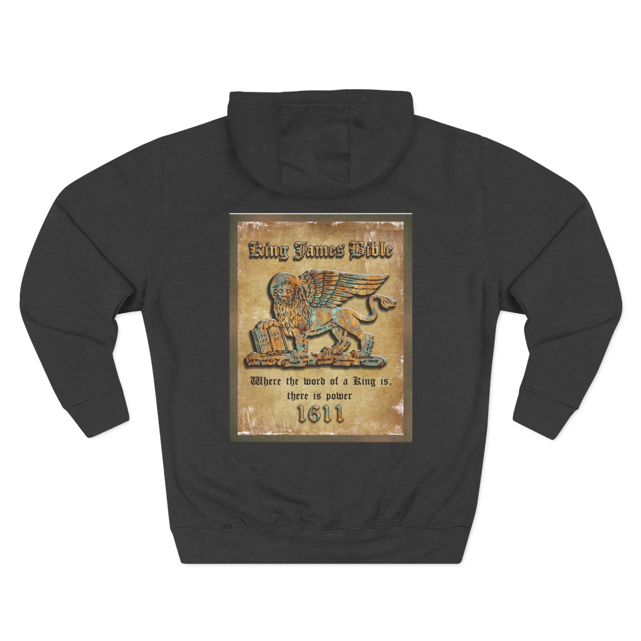 1611 King James Bible Lion Plaque Hoodie - Faith Based Hoodie Halo House 1611 King James Bible Lion Plaque Hoodie - Faith Based Hoodie - Image 5