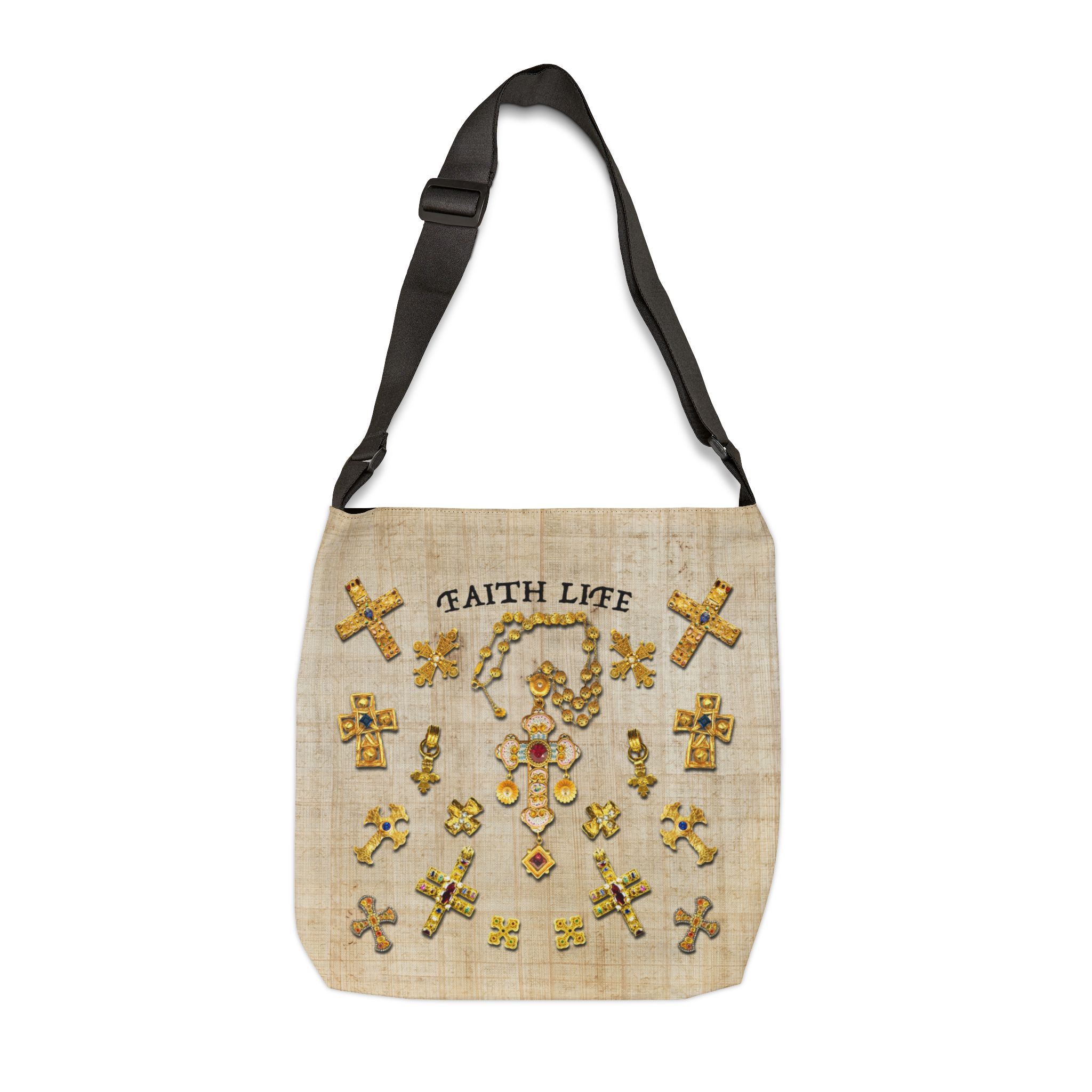 Gold Crosses - Adjustable Tote Bag 1 Gold Crosses - Adjustable Tote Bag