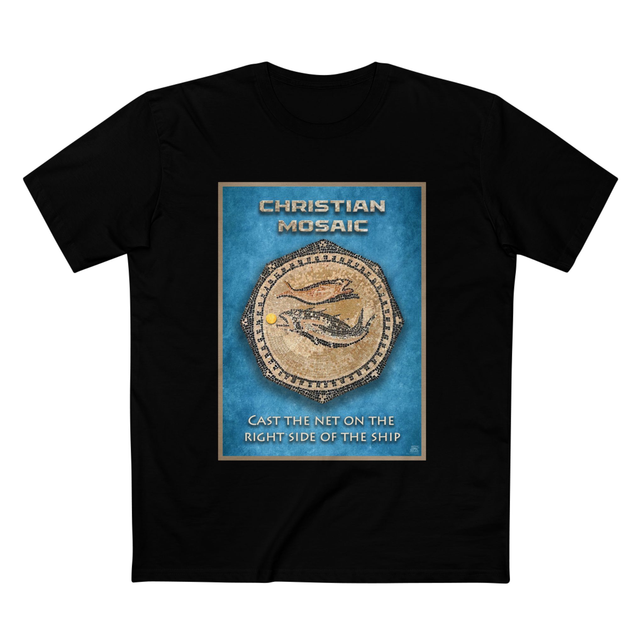 Christian Fish Blue Mosaic T-Shirt Halo House Christian Fish Blue Mosaic T-Shirt - Image 3
