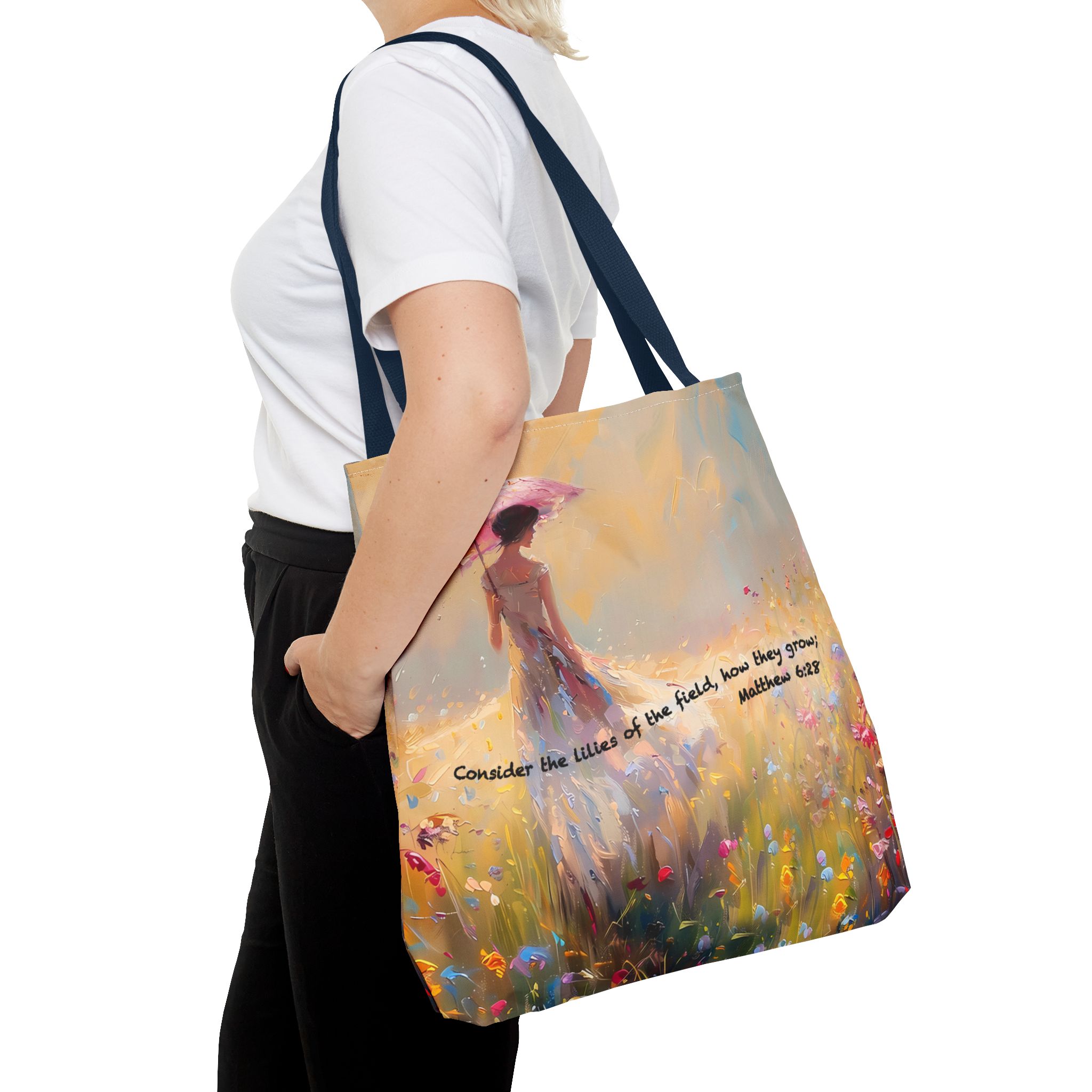 Matthew 6:28 Christian Tote Bag - Inspirational Bible Verse Faith Tote Bag 19 Matthew 6:28 Christian Tote Bag - Inspirational Bible Verse Faith Tote Bag - Image 19